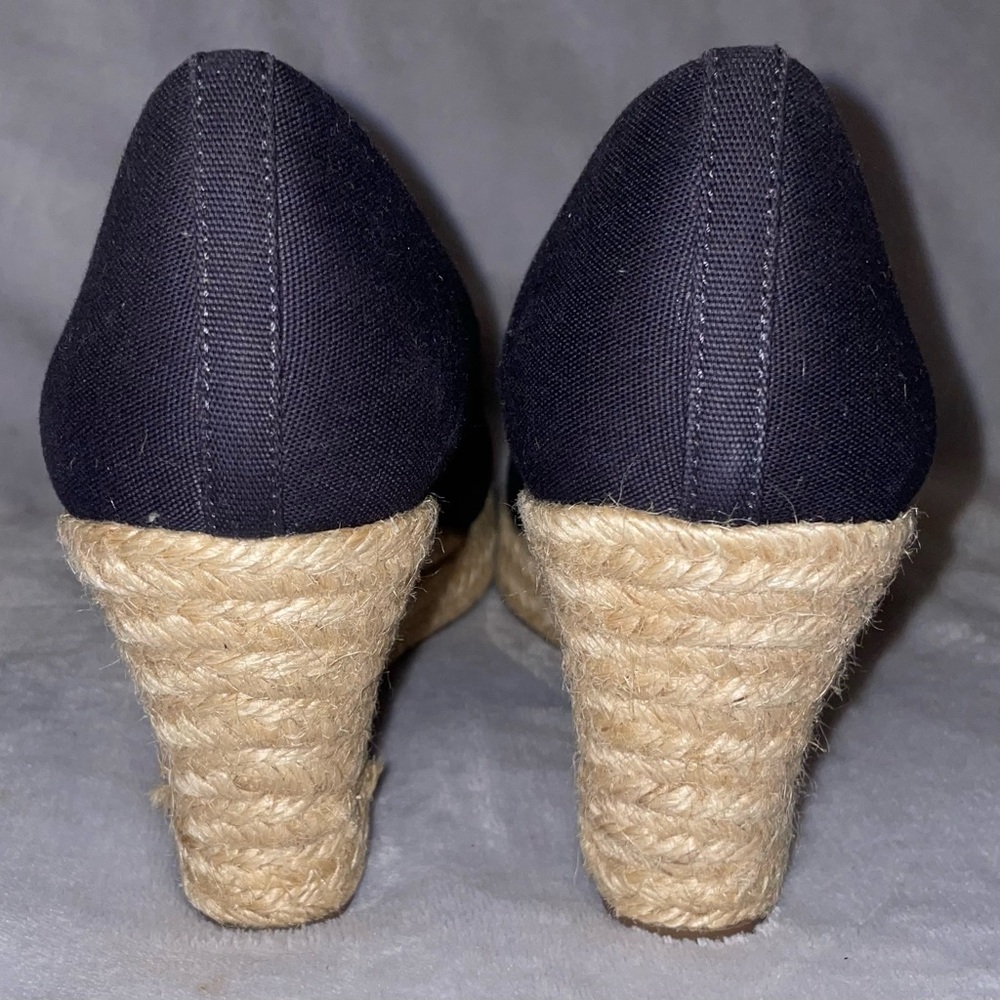 J Crew Women’s Seville Canvas Espadrille Black Wedges Slip Ons - Picture 7 of 11